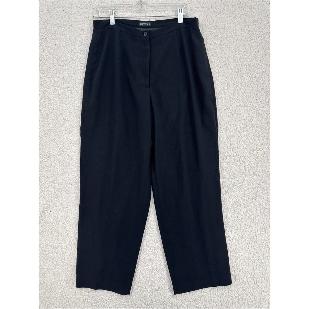 George Dress Pants Women Size 13/14 Black Lined High Rise Small Banded Waist